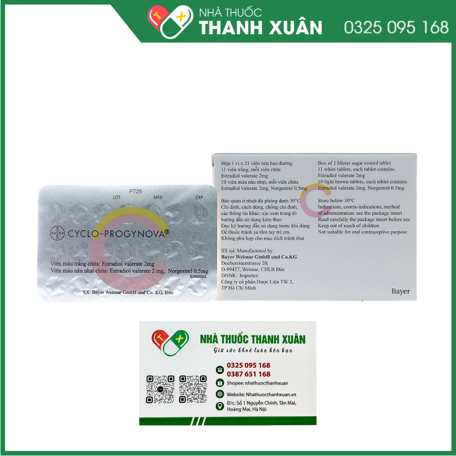 Cyclo - Progynova trị thiếu estrogen do mãn kinh